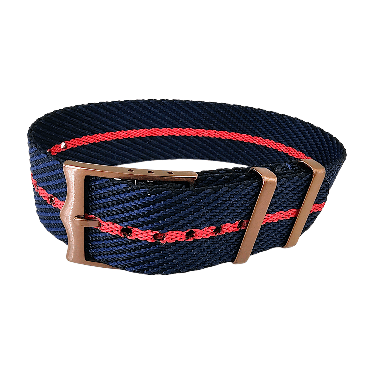 Bronze Buckle Single Pass Watch Strap Band Nylon 20mm 22mm - Wrist Envy
