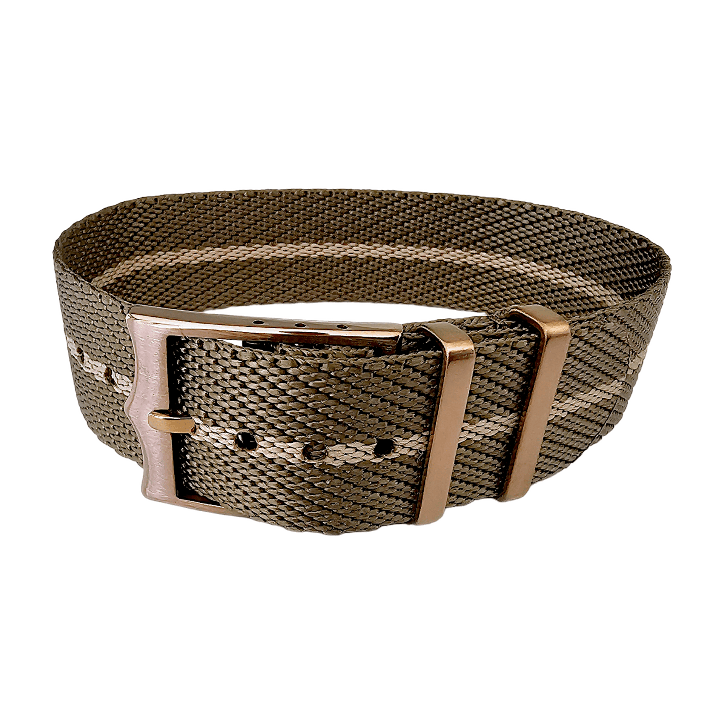 Bronze Buckle Single Pass Watch Strap Band Nylon 20mm 22mm - Wrist Envy