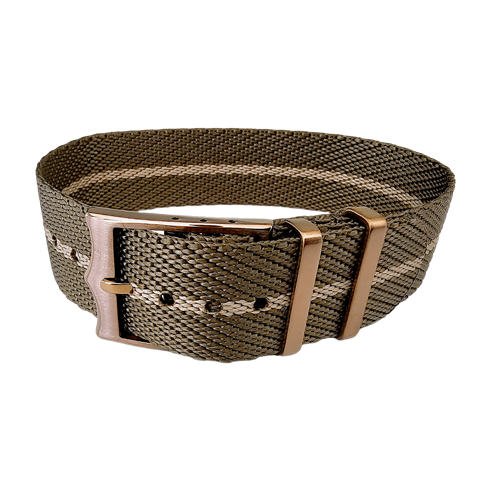 Bronze Buckle Single Pass Watch Strap Band Nylon 20mm 22mm - Wrist Envy