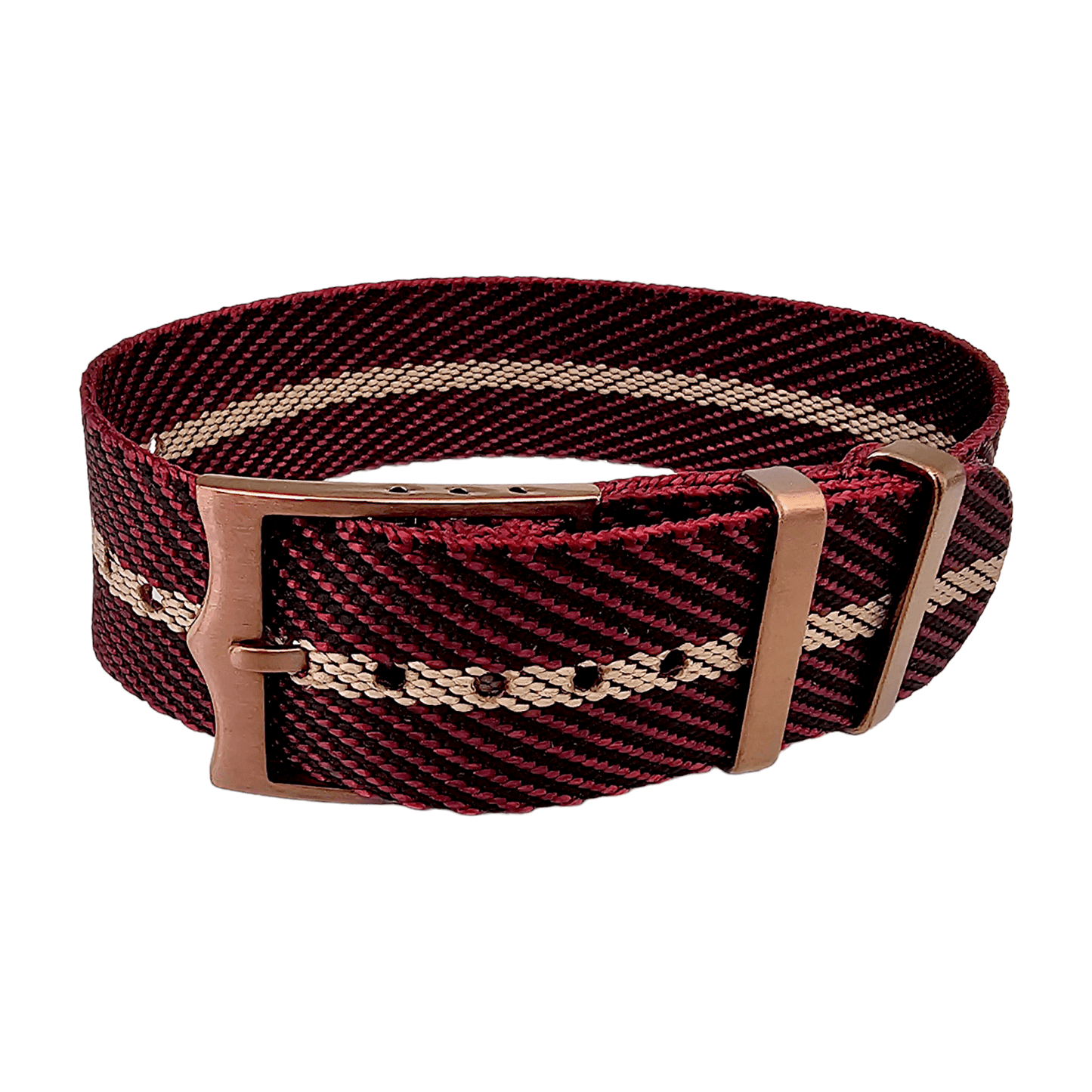 Bronze Buckle Single Pass Watch Strap Band Nylon 20mm 22mm - Wrist Envy
