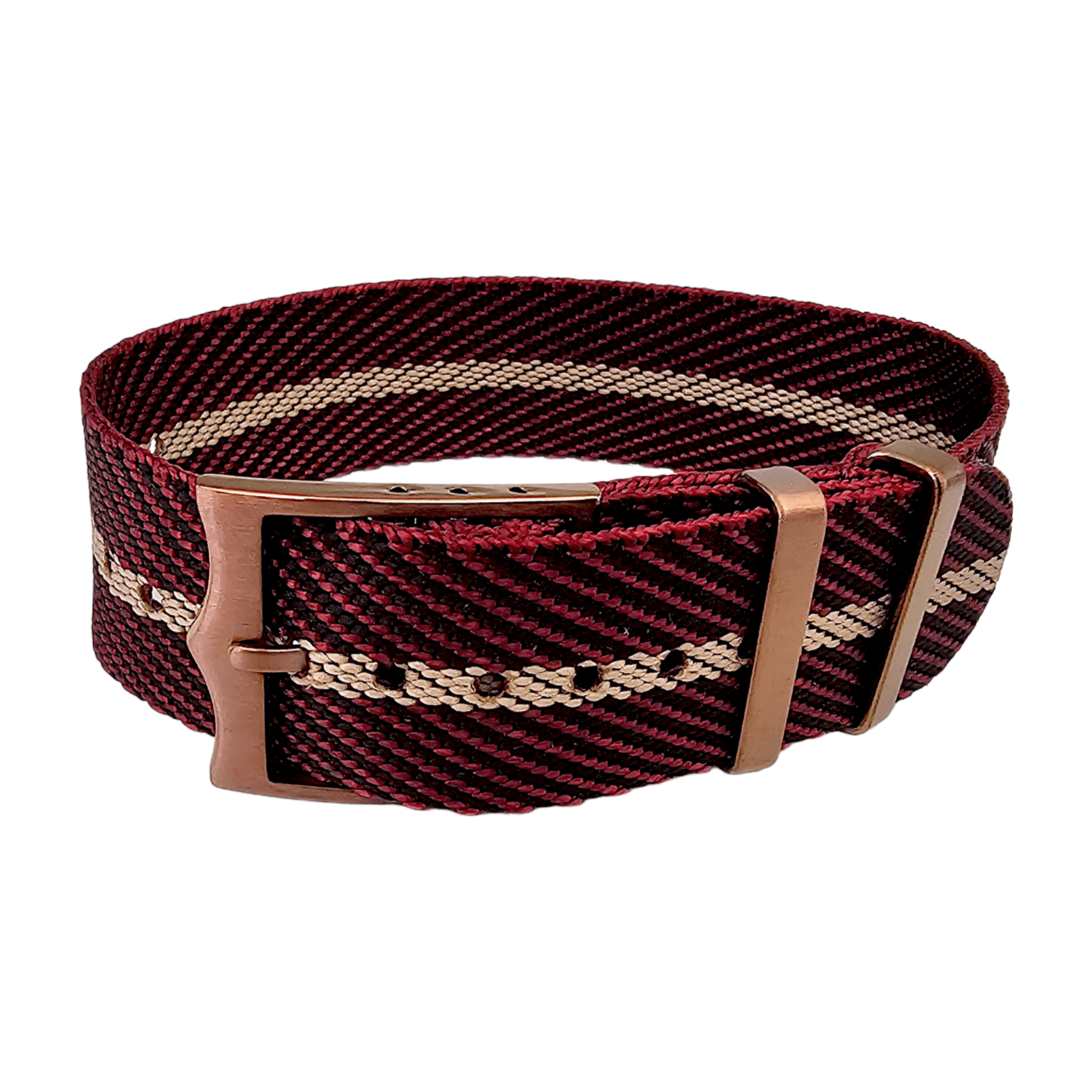 Bronze Buckle Single Pass Watch Strap Band Nylon 20mm 22mm - Wrist Envy