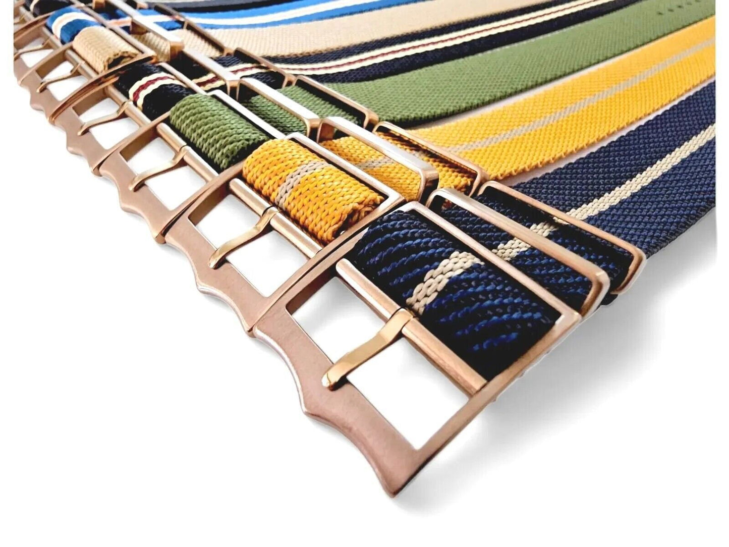 Bronze Buckle Single Pass Watch Strap Band Nylon 20mm 22mm - Wrist Envy