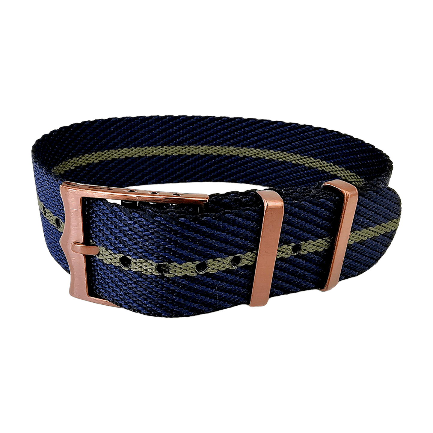 Bronze Buckle Single Pass Watch Strap Band Nylon 20mm 22mm - Wrist Envy