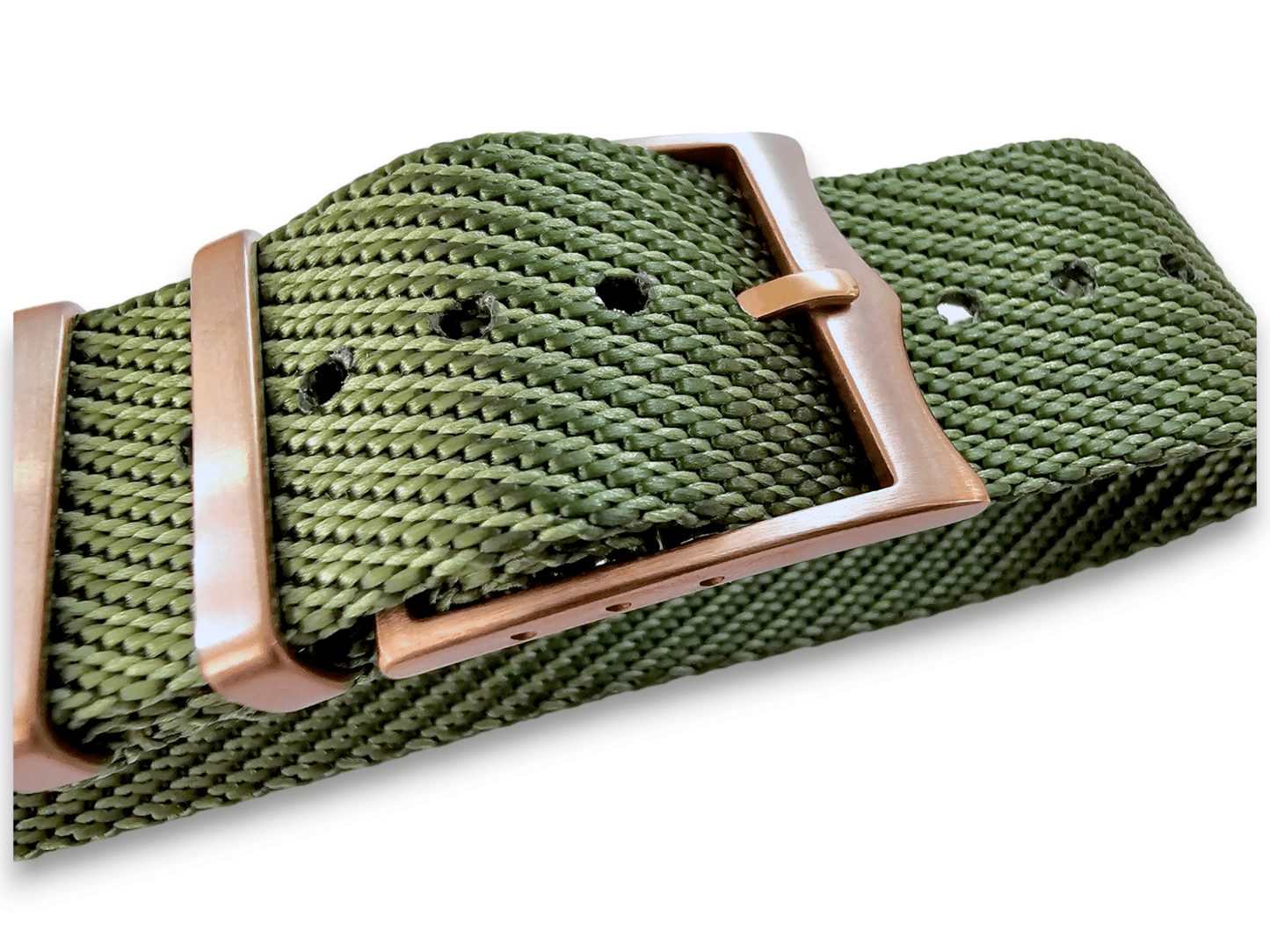 Bronze Buckle Single Pass Watch Strap Band Nylon 20mm 22mm - Wrist Envy