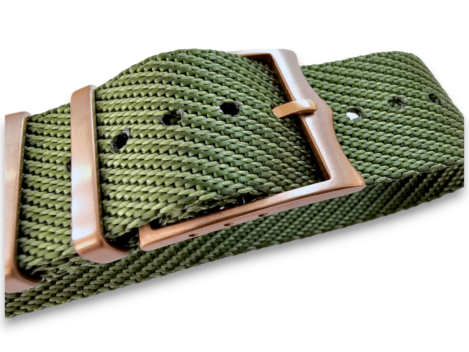 Bronze Buckle Single Pass Watch Strap Band Nylon 20mm 22mm - Wrist Envy