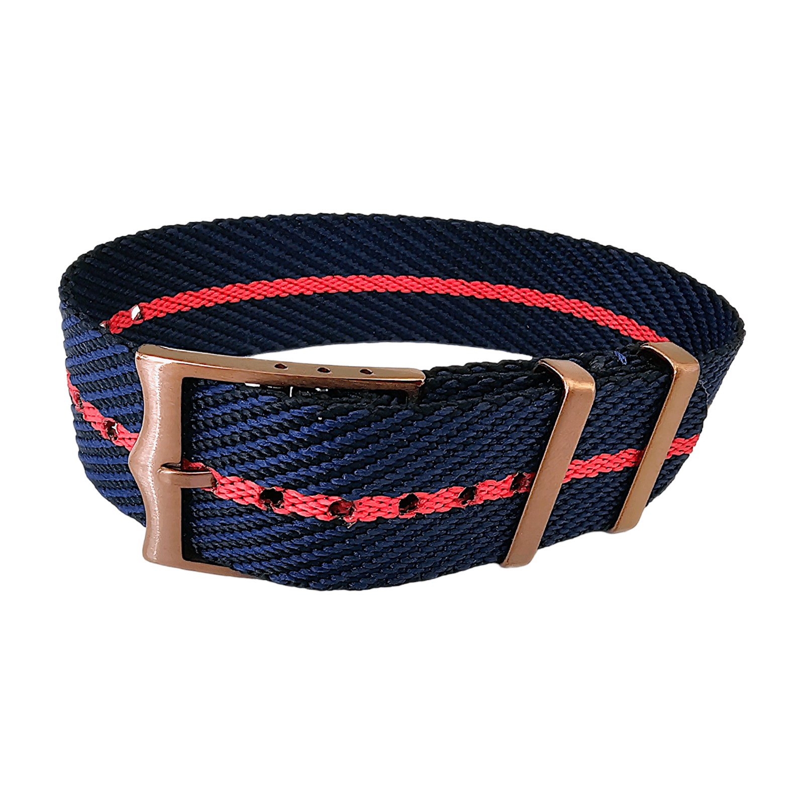 Bronze Buckle Single Pass Watch Strap Band Nylon 20mm 22mm - Wrist Envy
