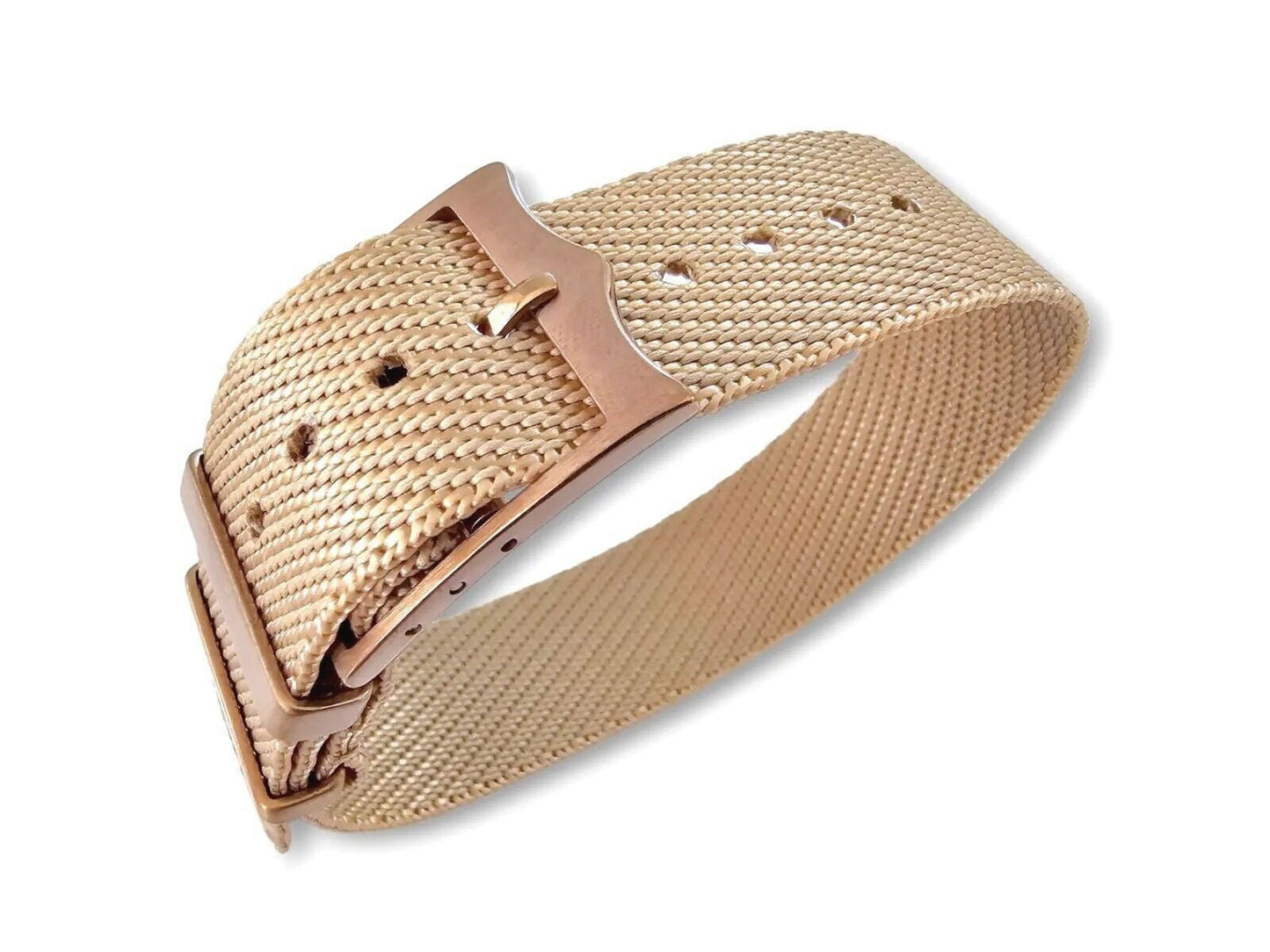 Bronze Buckle Single Pass Watch Strap Band Nylon 20mm 22mm - Wrist Envy
