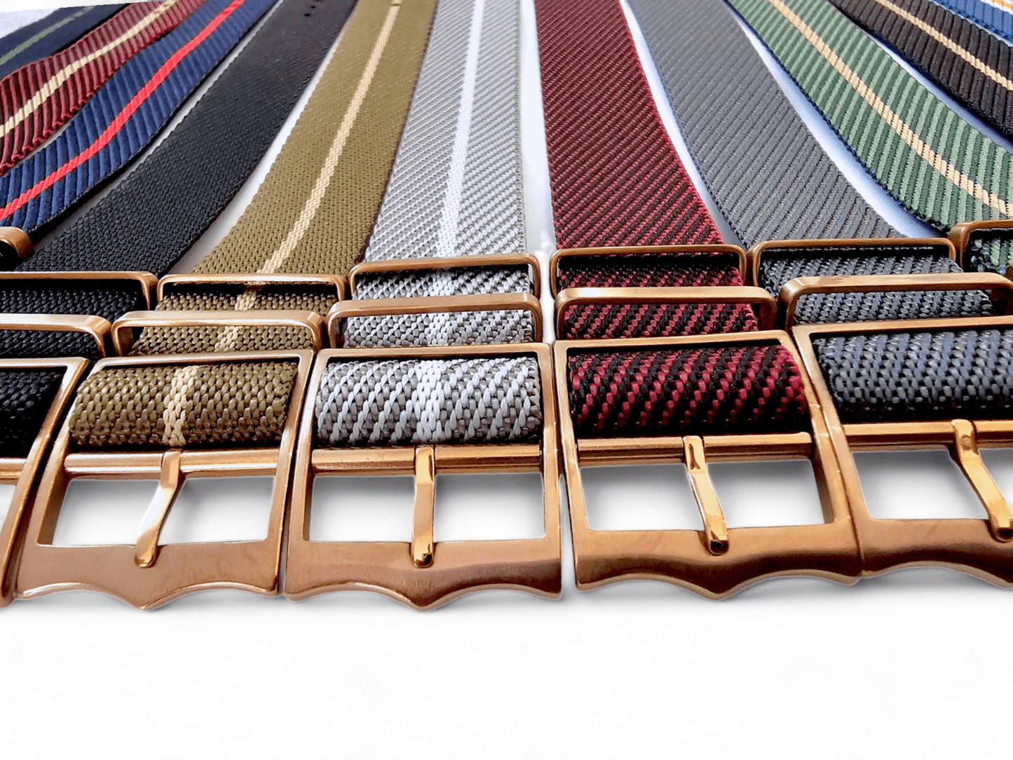 Bronze Buckle Single Pass Watch Strap Band Nylon 20mm 22mm - Wrist Envy