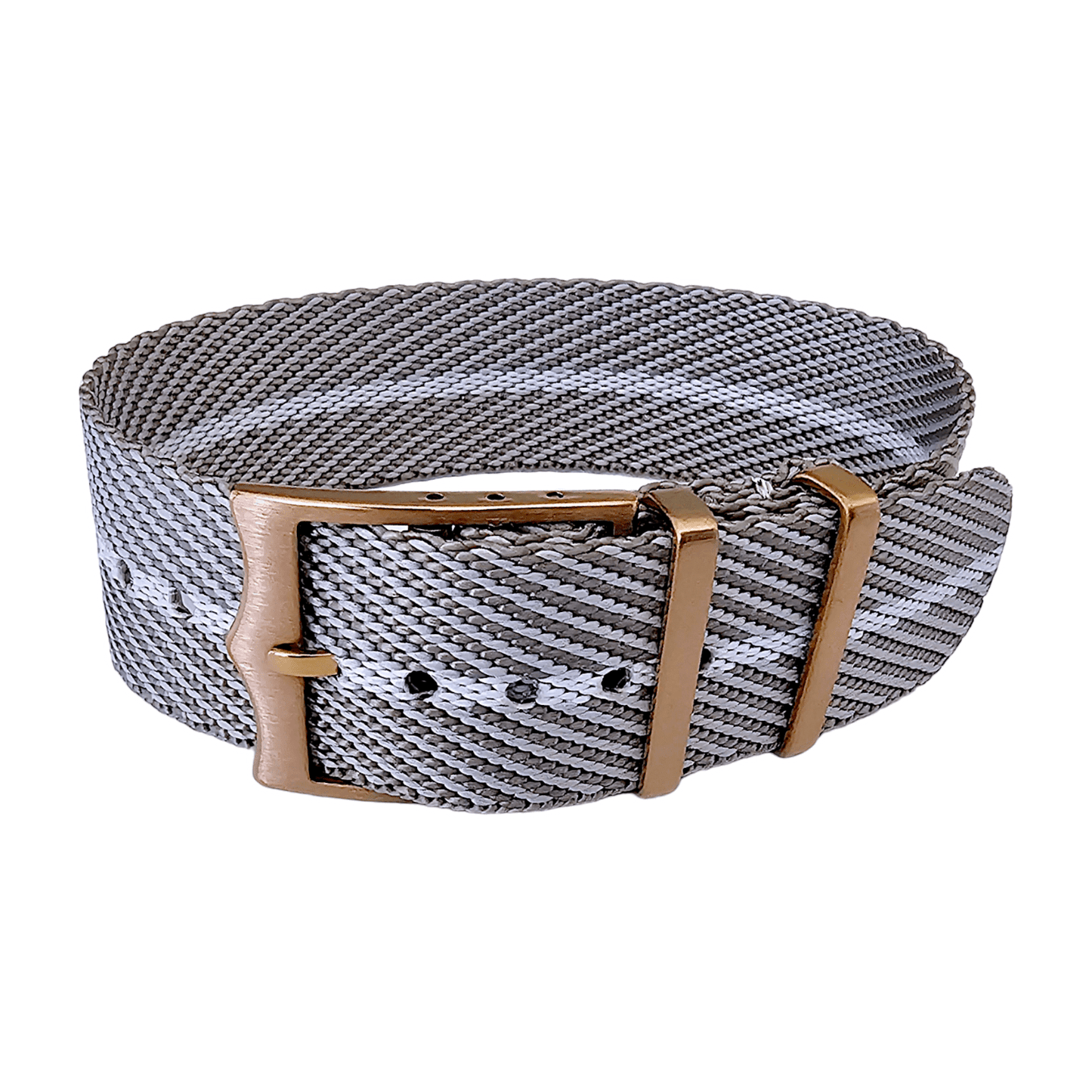 Bronze Buckle Single Pass Watch Strap Band Nylon 20mm 22mm - Wrist Envy
