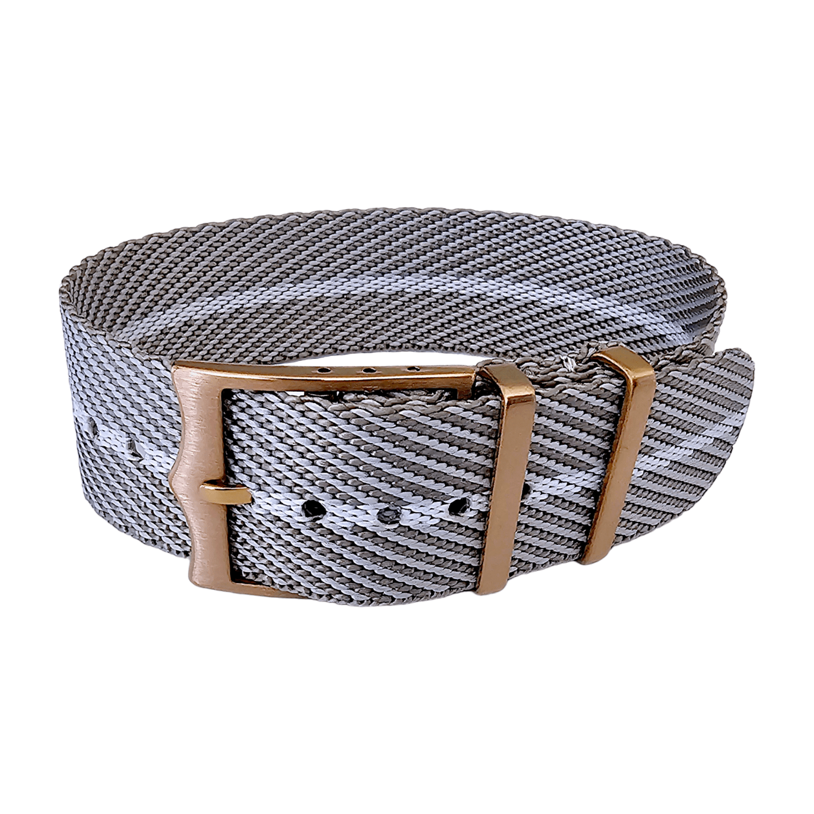 Bronze Buckle Single Pass Watch Strap Band Nylon 20mm 22mm - Wrist Envy