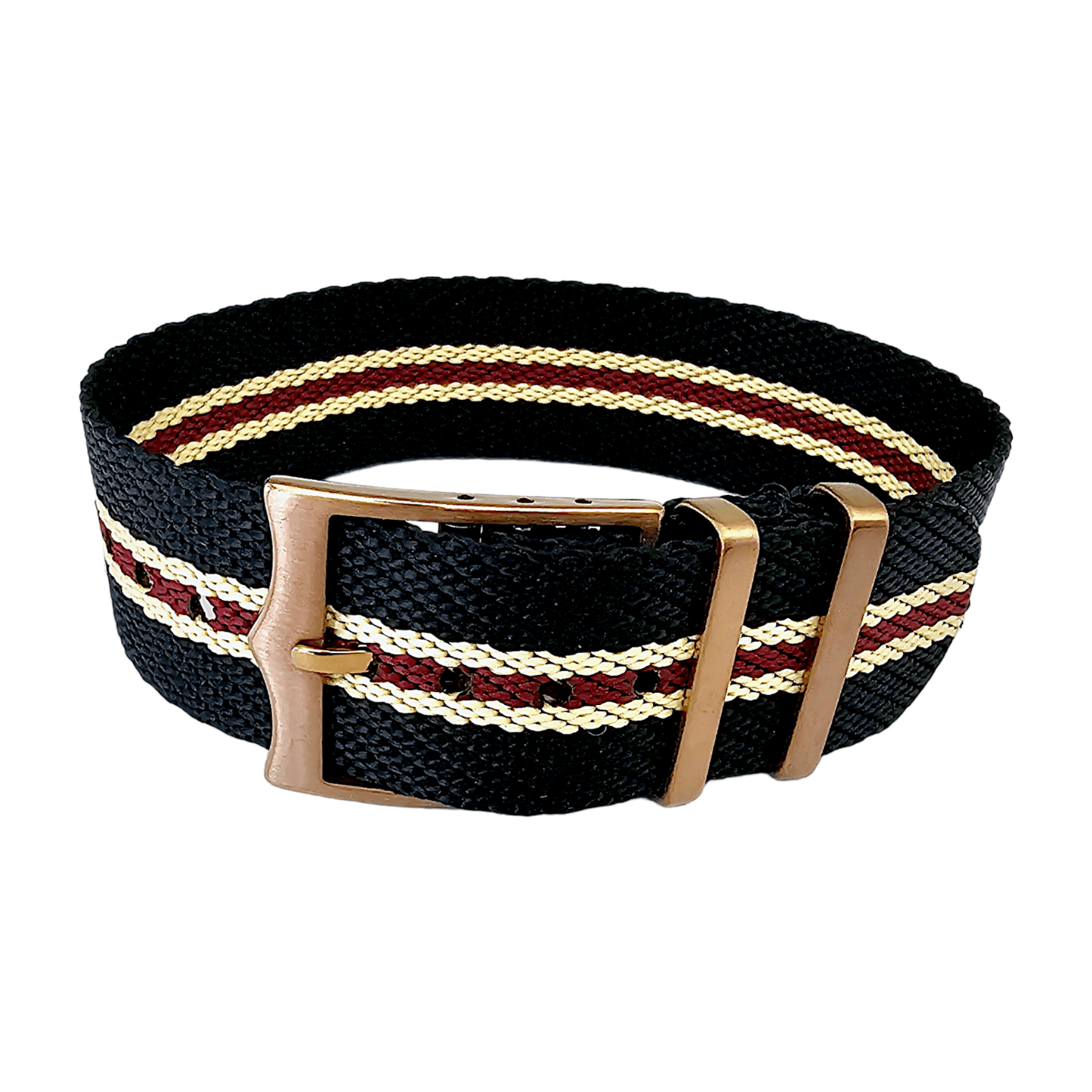 Bronze Buckle Single Pass Watch Strap Band Nylon 20mm 22mm - Wrist Envy