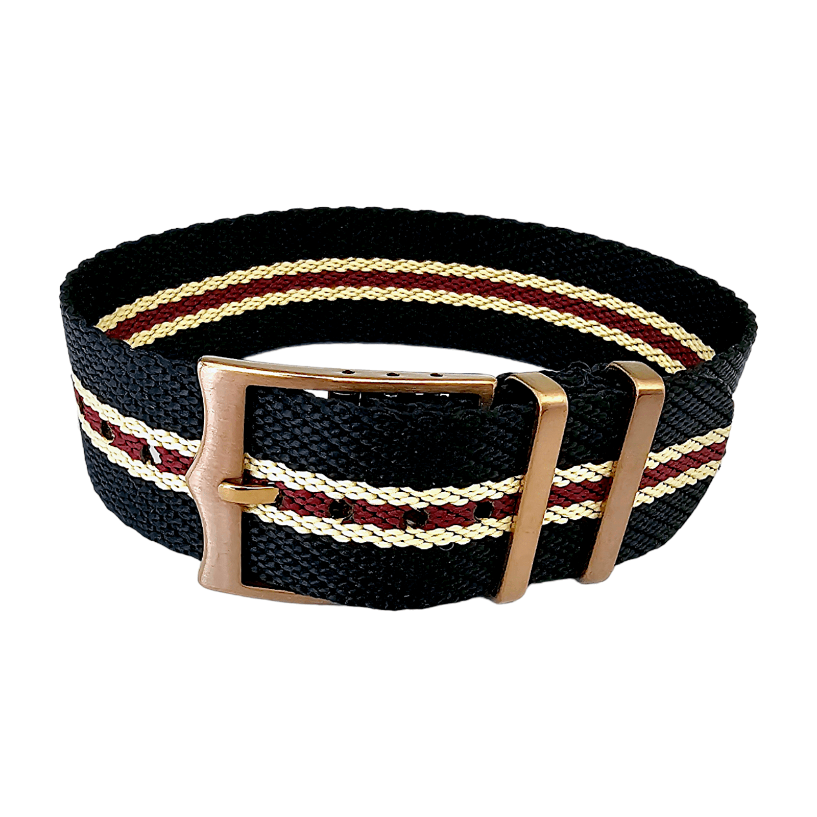 Bronze Buckle Single Pass Watch Strap Band Nylon 20mm 22mm - Wrist Envy