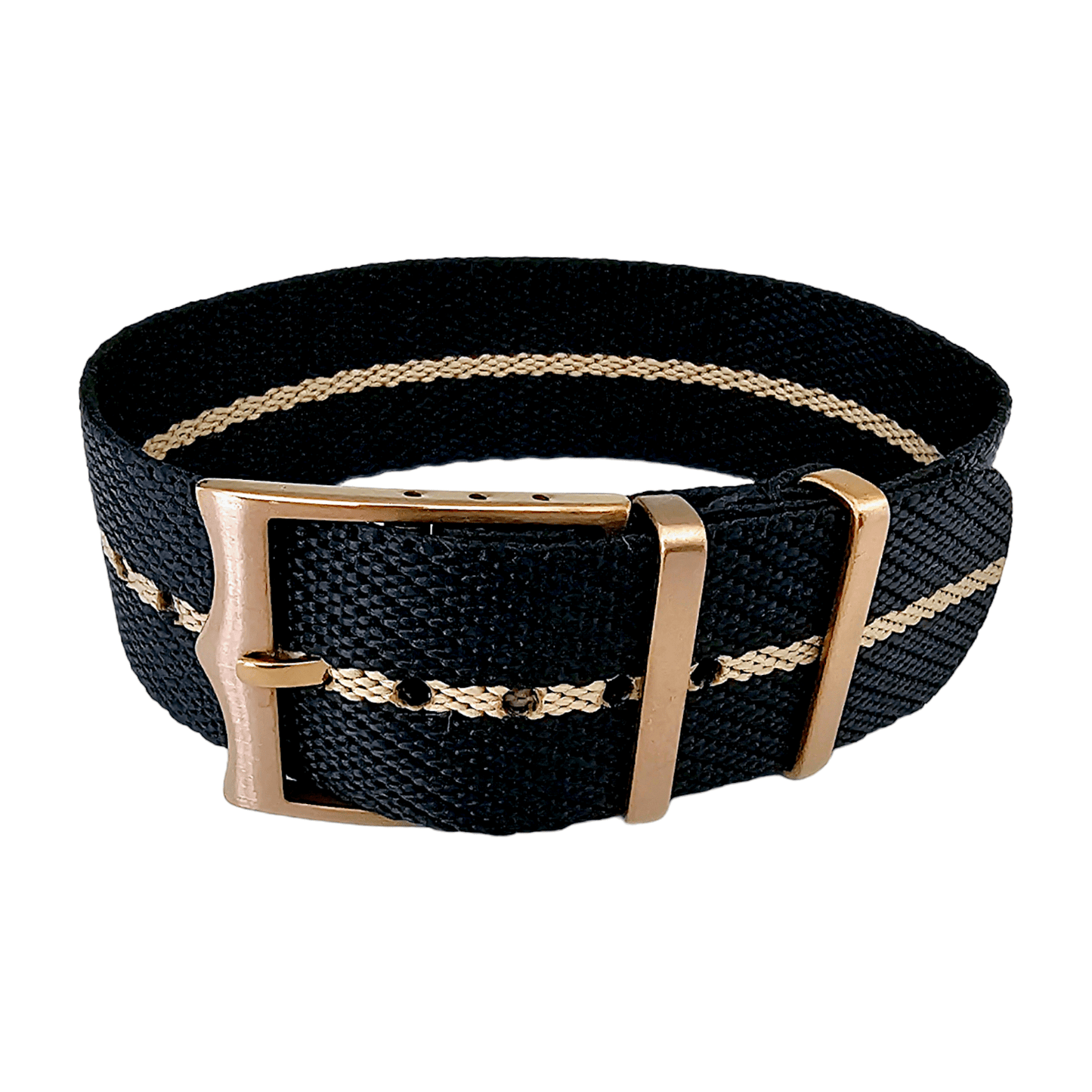 Bronze Buckle Single Pass Watch Strap Band Nylon 20mm 22mm - Wrist Envy