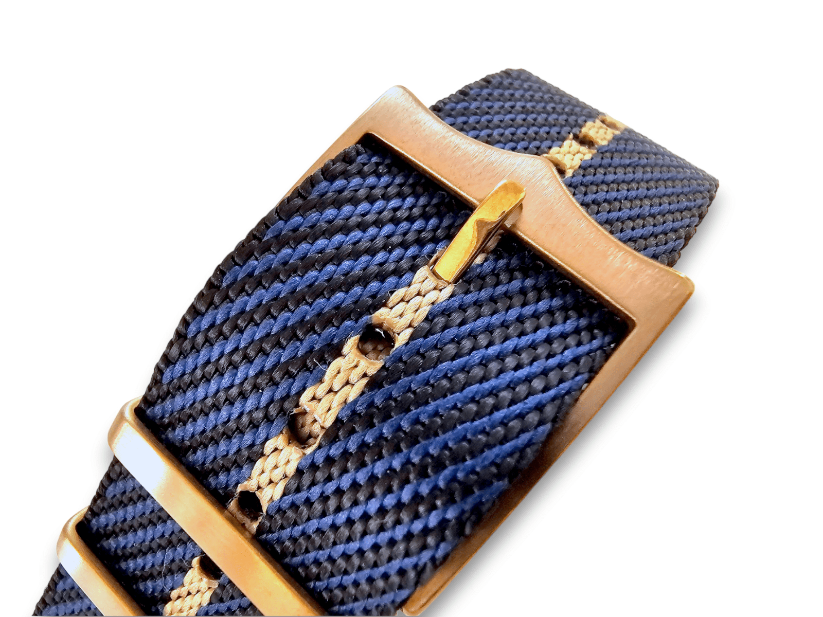 Bronze Buckle Single Pass Watch Strap Band Nylon 20mm 22mm - Wrist Envy