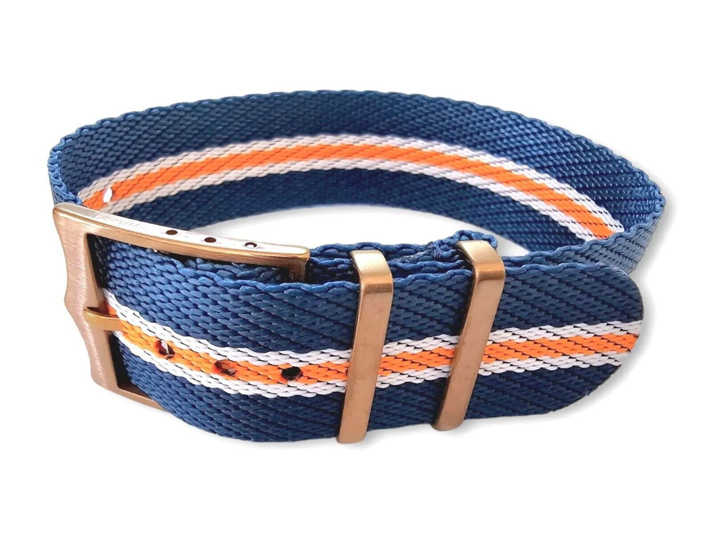 Bronze Buckle Single Pass Watch Strap Band Nylon 20mm 22mm - Wrist Envy