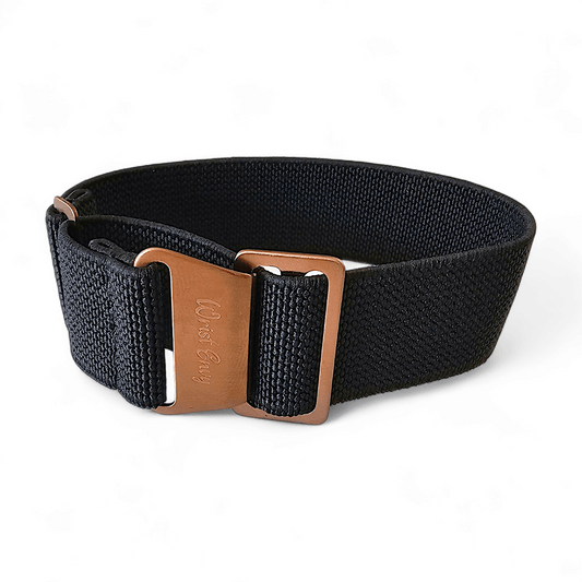 Bronze Elastic Nylon French Navy Marine Nationale Watch Strap 20mm 22mm Black - Wrist Envy