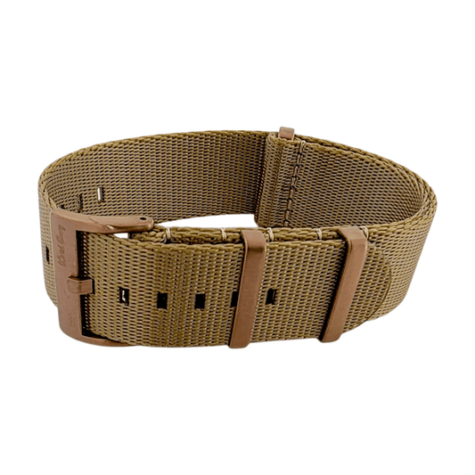 Bronze Military 1.4mm Thick Nylon Watch Strap 20mm 22mm Golden Khaki - Wrist Envy