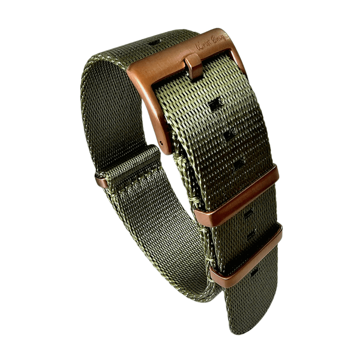 Bronze Military 1.4mm Thick Watch Strap Nylon 20mm 22mm Army Green - Wrist Envy
