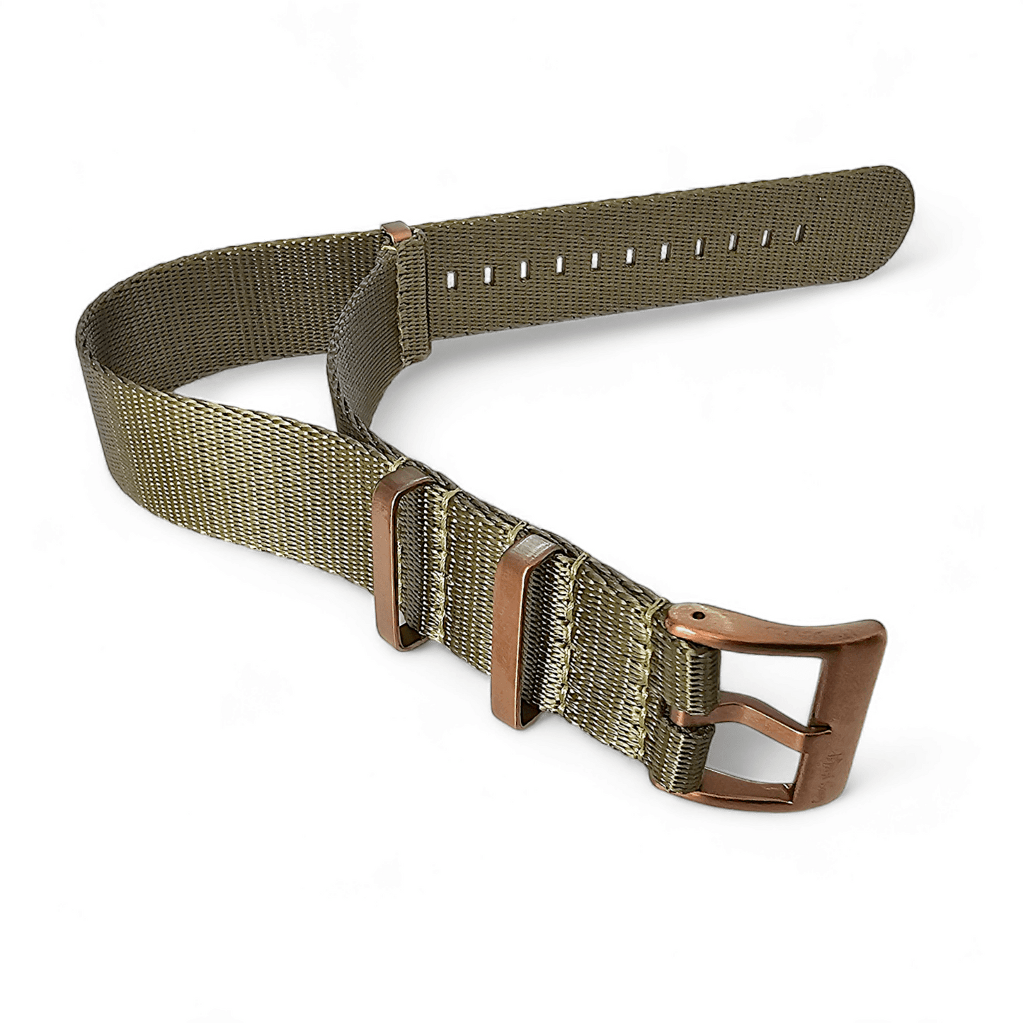 Bronze Military 1.4mm Thick Watch Strap Nylon 20mm 22mm Army Green - Wrist Envy