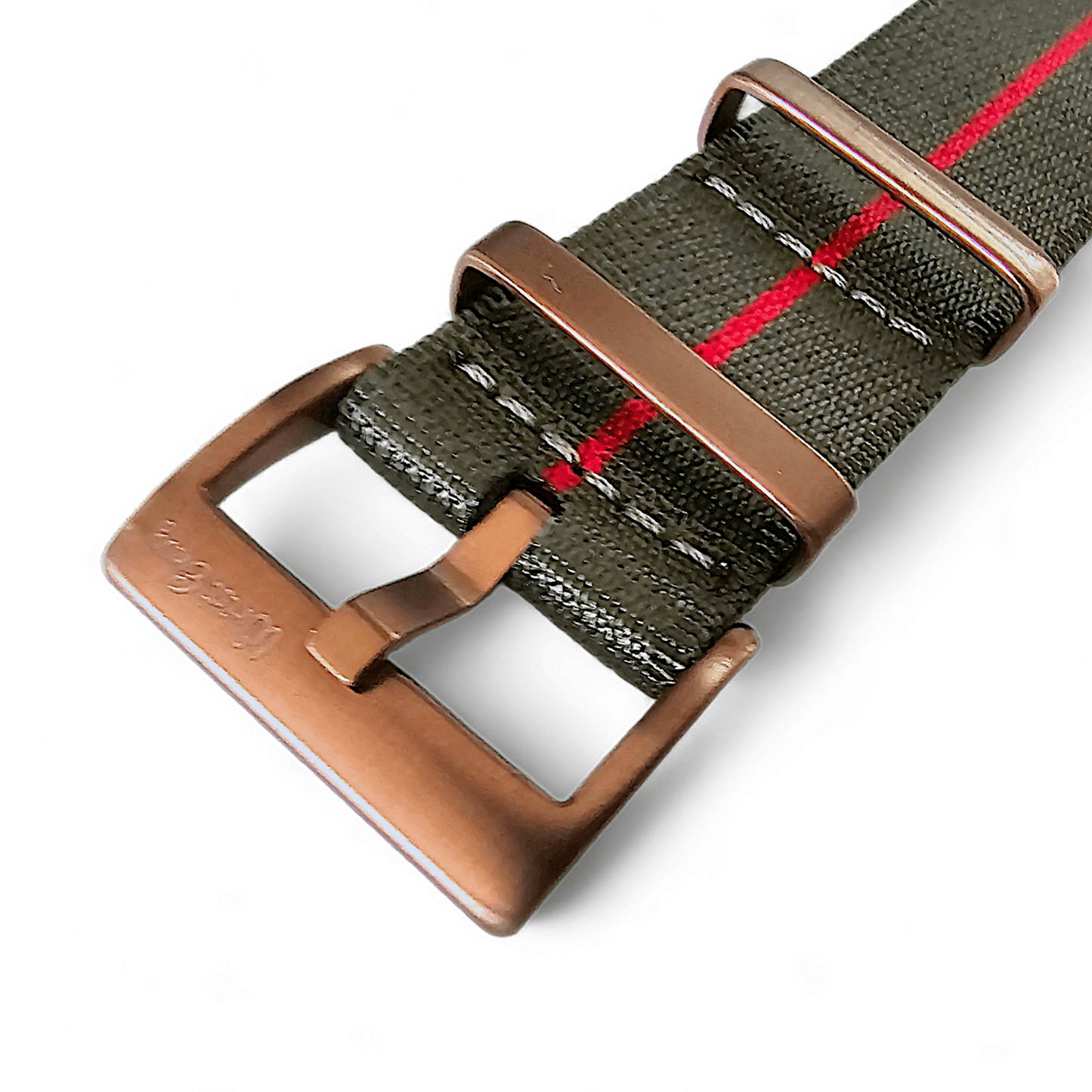 Bronze Military 1.8mm Thick Nylon Watch Strap Army Green Red 20mm 22mm - Wrist Envy