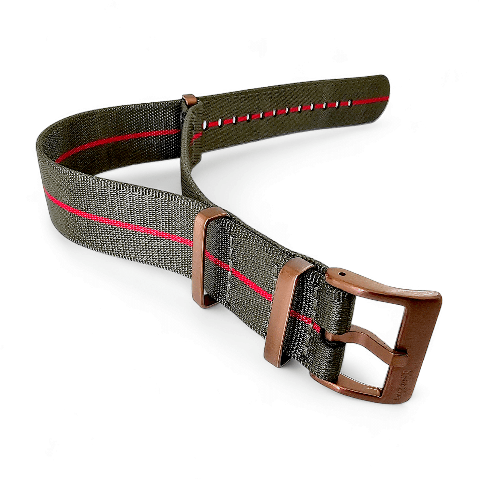 Bronze Military 1.8mm Thick Nylon Watch Strap Army Green Red 20mm 22mm - Wrist Envy