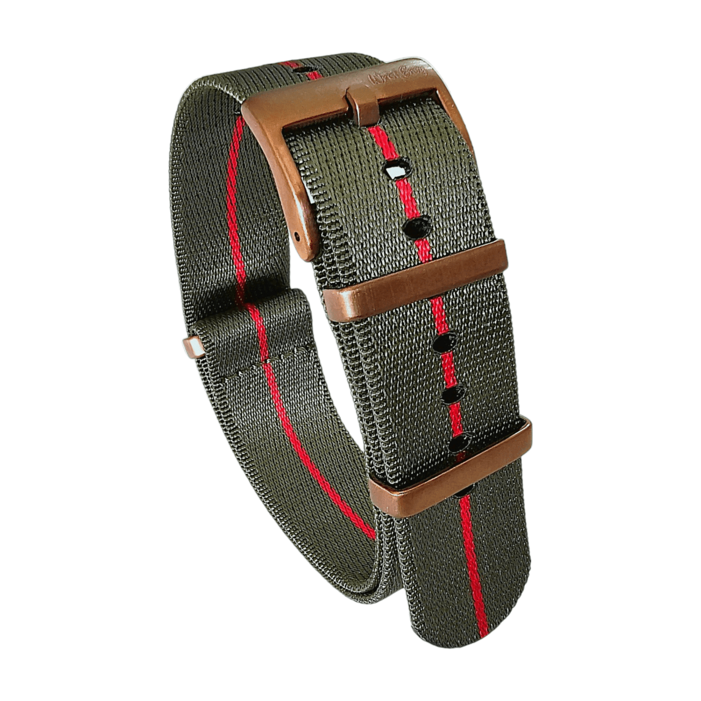 Bronze Military 1.8mm Thick Nylon Watch Strap Army Green Red 20mm 22mm - Wrist Envy