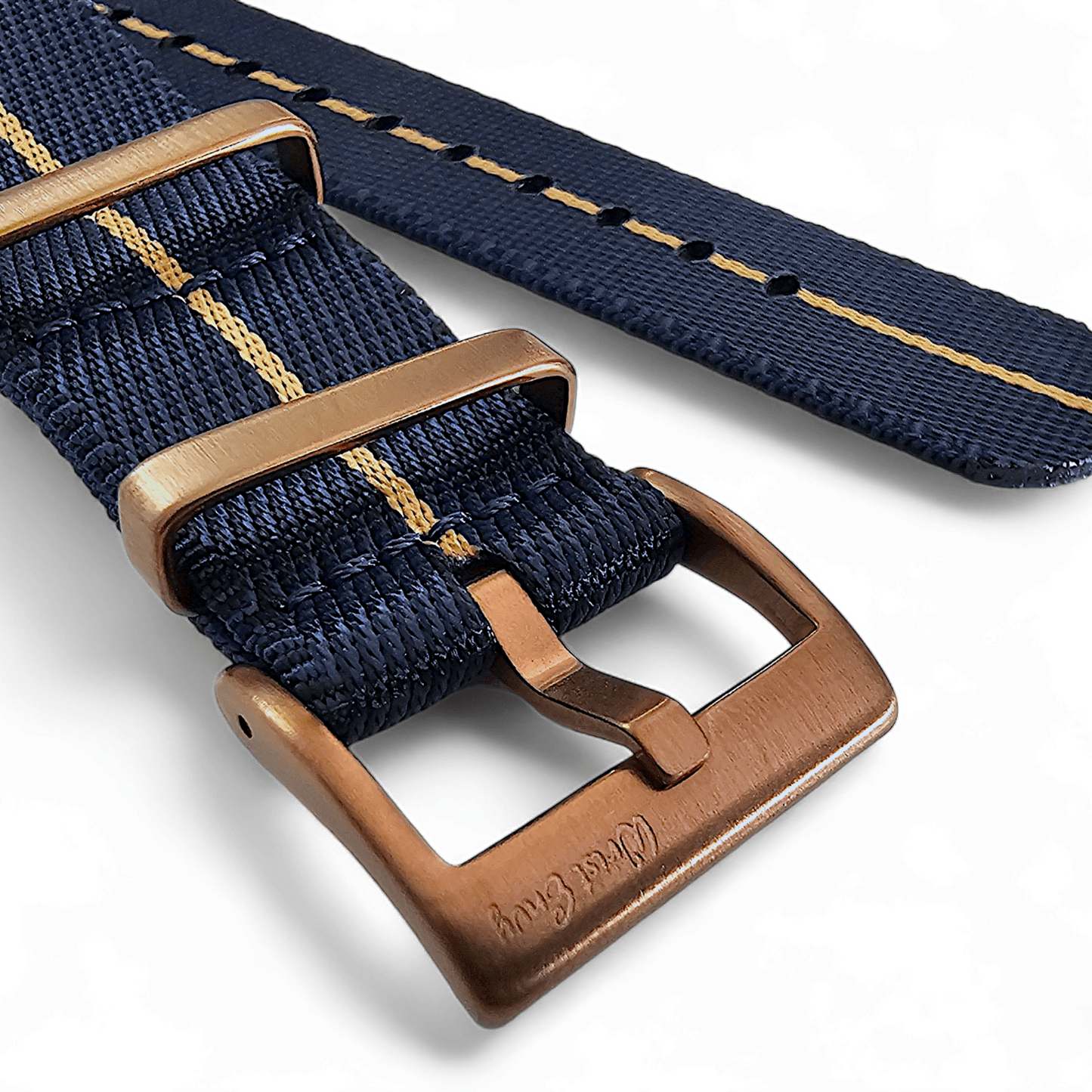 Bronze Military 1.8mm Thick Nylon Watch Strap Blue Black Khaki 20mm 22mm - Wrist Envy