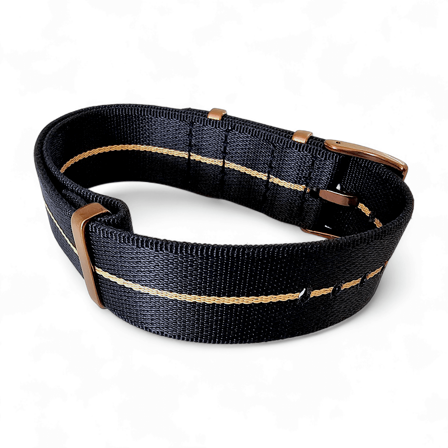 Bronze Military 1.8mm Thick Watch Strap Black Khaki 20mm 22mm - Wrist Envy