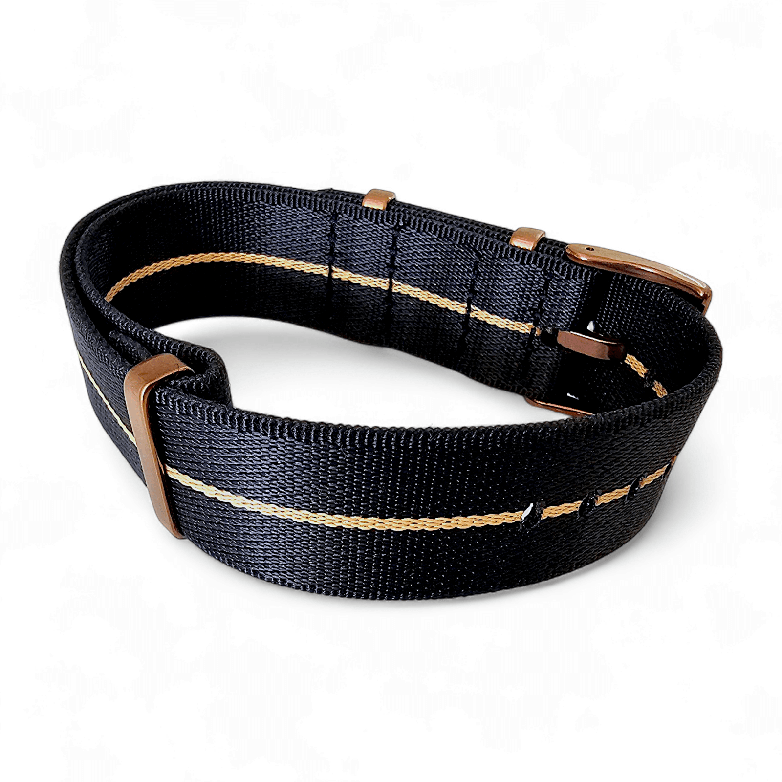Bronze Military 1.8mm Thick Watch Strap Black Khaki 20mm 22mm - Wrist Envy