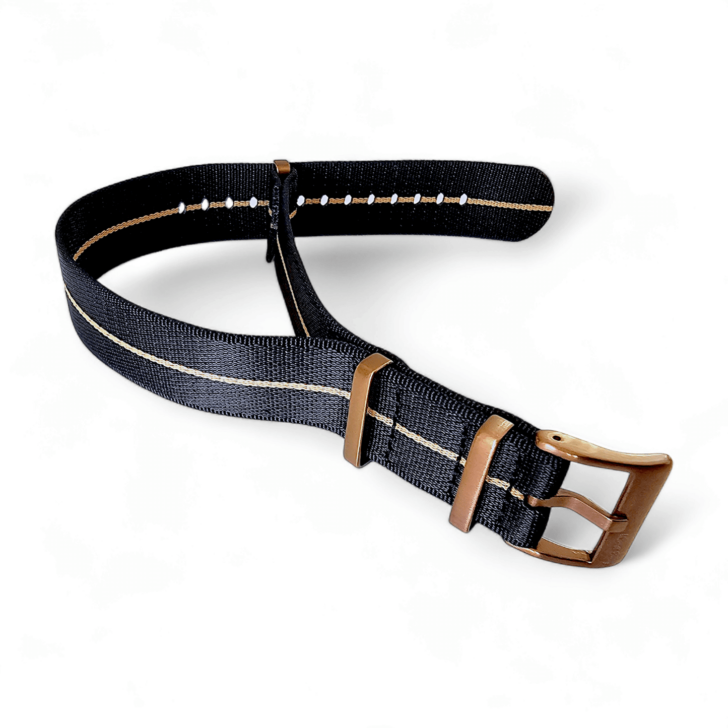 Bronze Military 1.8mm Thick Watch Strap Black Khaki 20mm 22mm - Wrist Envy