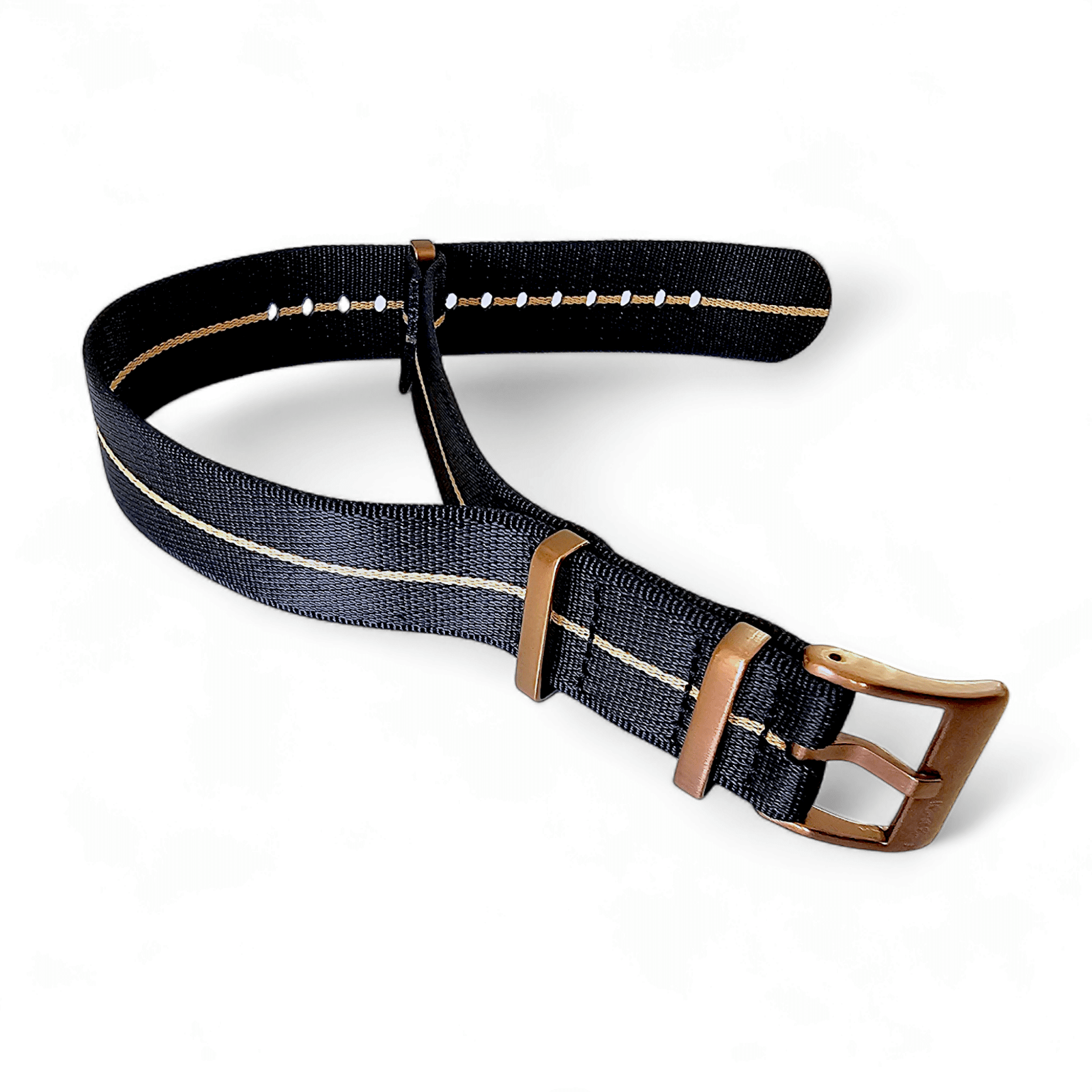 Bronze Military 1.8mm Thick Watch Strap Black Khaki 20mm 22mm - Wrist Envy