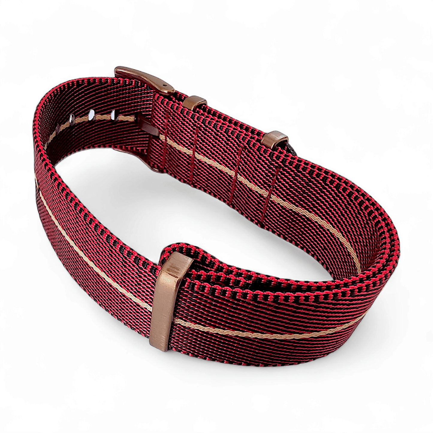 Bronze Military Nylon 1.8mm Thick Watch Strap Red Black Khaki 20mm 22mm - Wrist Envy