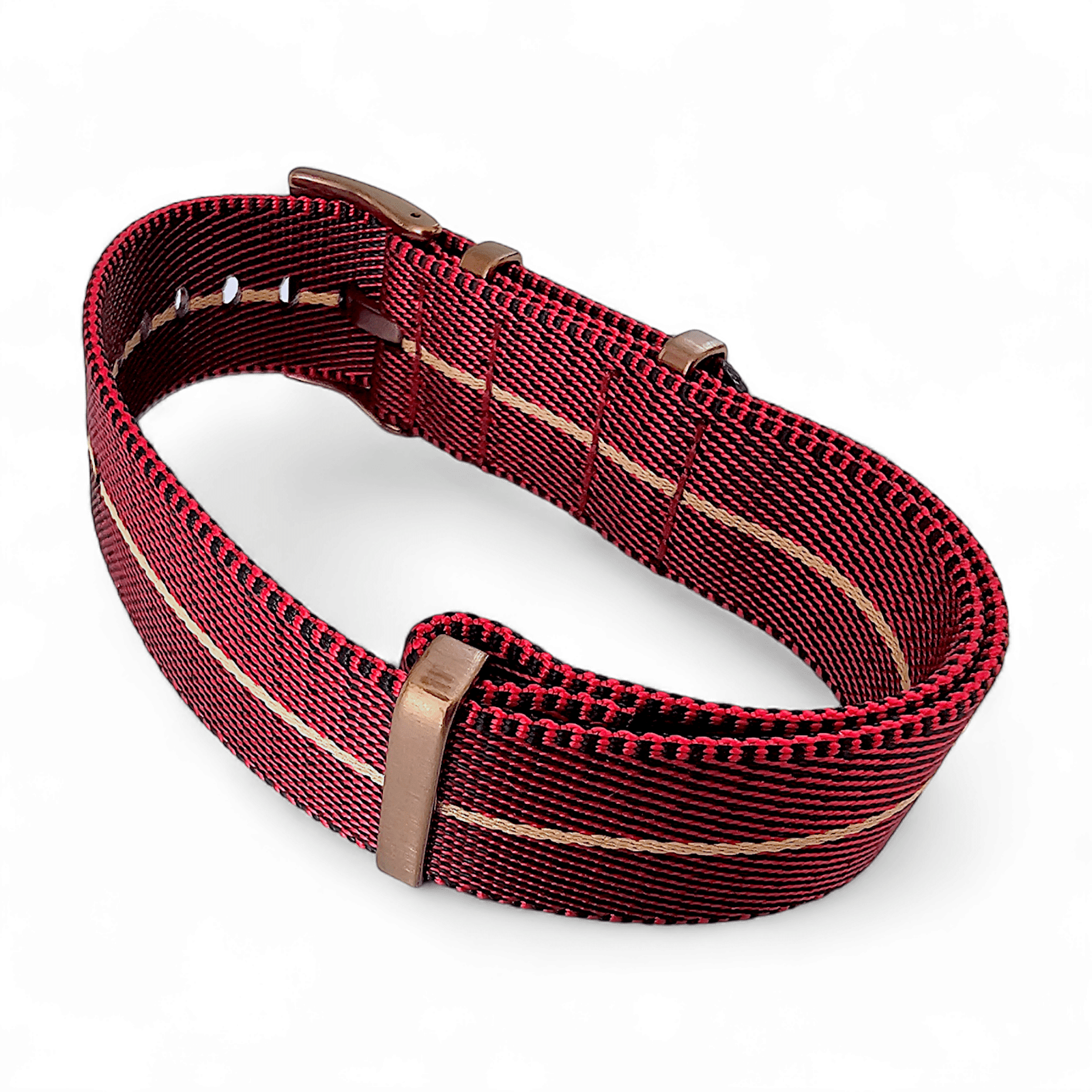 Bronze Military Nylon 1.8mm Thick Watch Strap Red Black Khaki 20mm 22mm - Wrist Envy