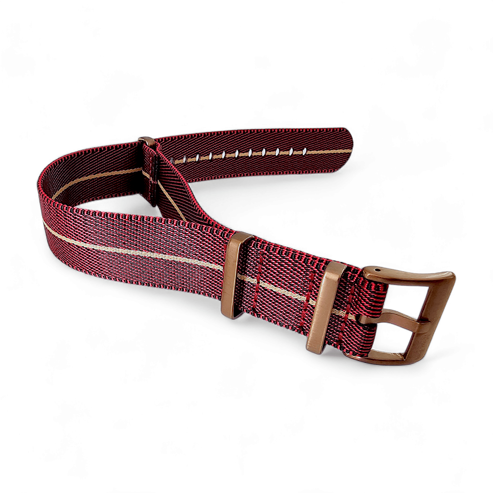 Bronze Military Nylon 1.8mm Thick Watch Strap Red Black Khaki 20mm 22mm - Wrist Envy