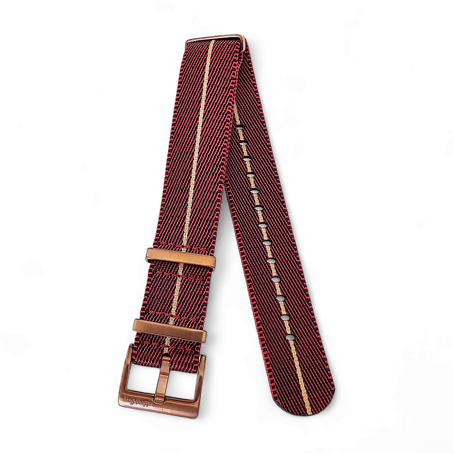 Bronze Military Nylon 1.8mm Thick Watch Strap Red Black Khaki 20mm 22mm - Wrist Envy