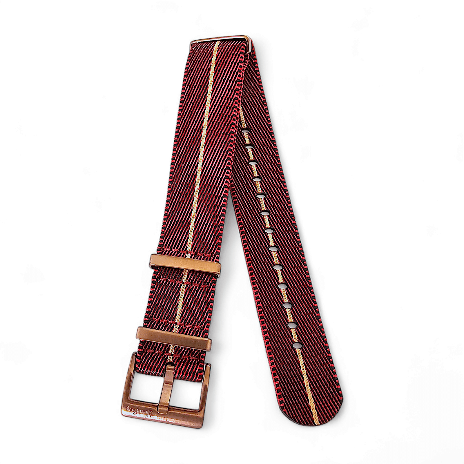 Bronze Military Nylon 1.8mm Thick Watch Strap Red Black Khaki 20mm 22mm - Wrist Envy