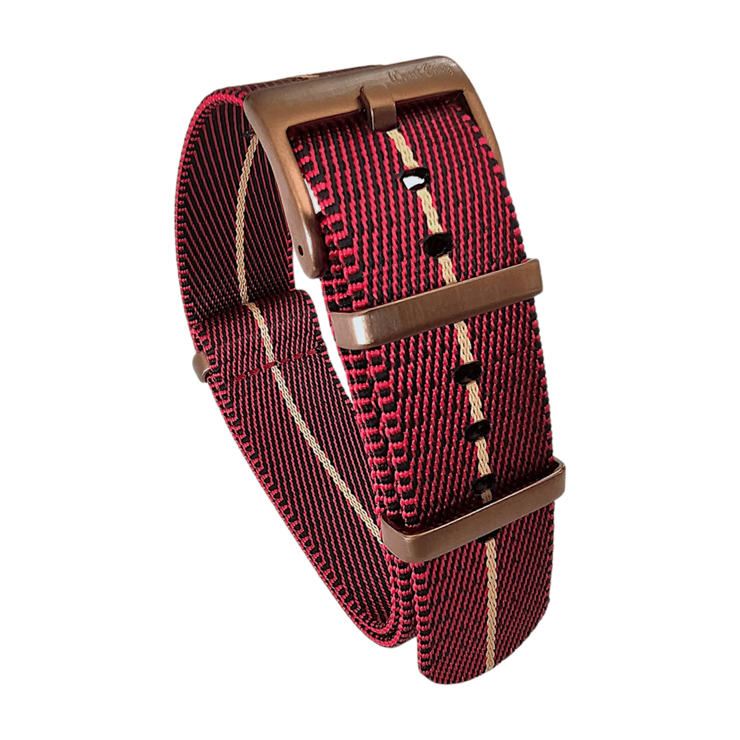 Bronze Military Nylon 1.8mm Thick Watch Strap Red Black Khaki 20mm 22mm - Wrist Envy