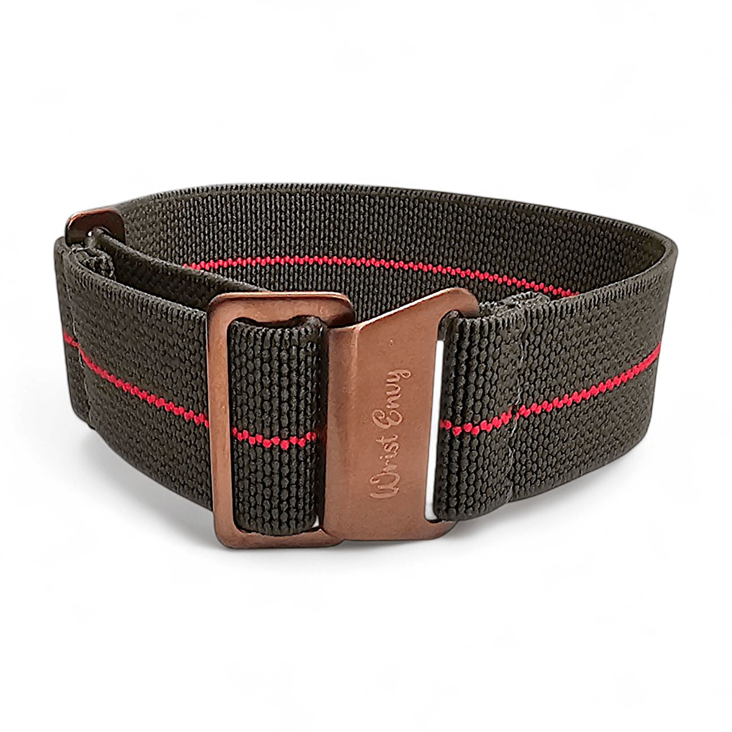 Bronze PVD Marine Nationale 20mm 22mm Green Red Stripe - Wrist Envy