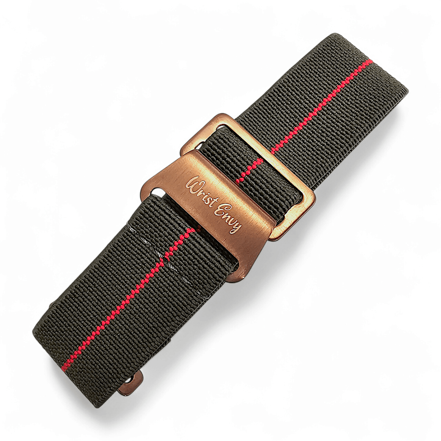 Bronze PVD Marine Nationale 20mm 22mm Green Red Stripe - Wrist Envy
