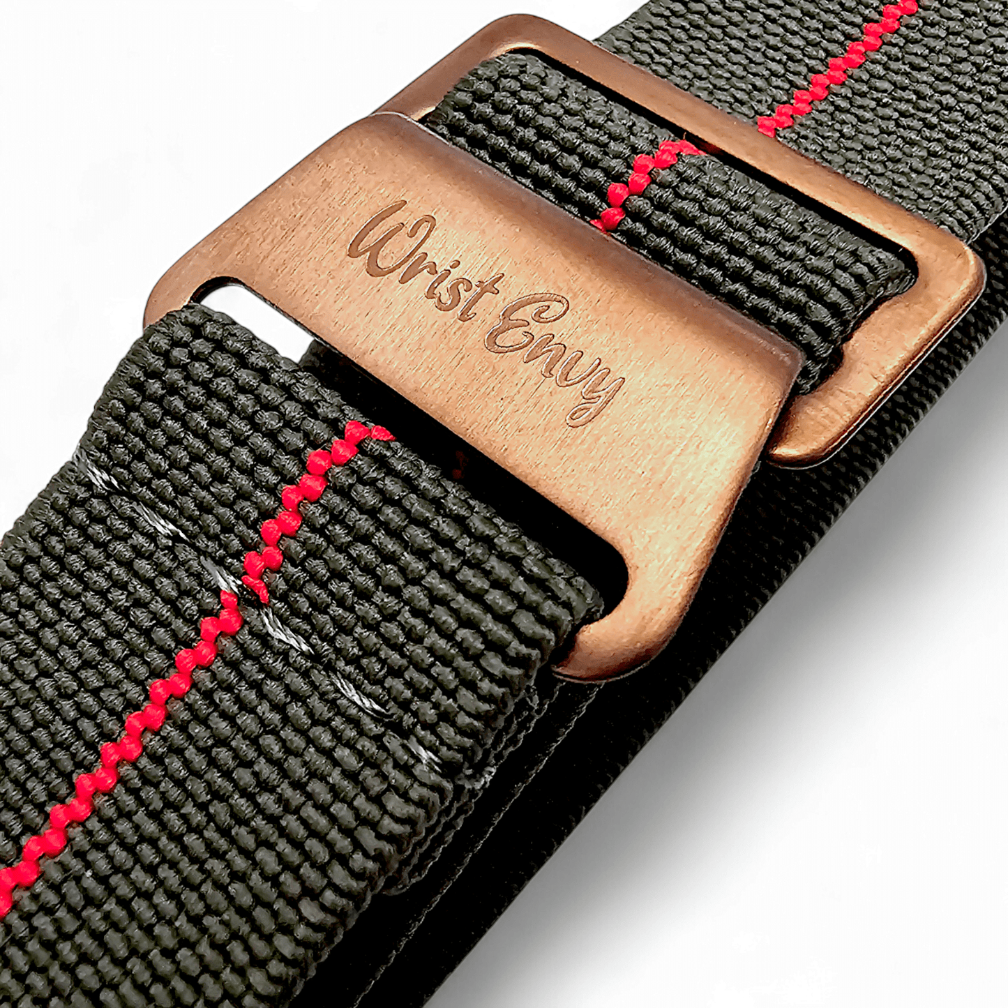Bronze PVD Marine Nationale 20mm 22mm Green Red Stripe - Wrist Envy