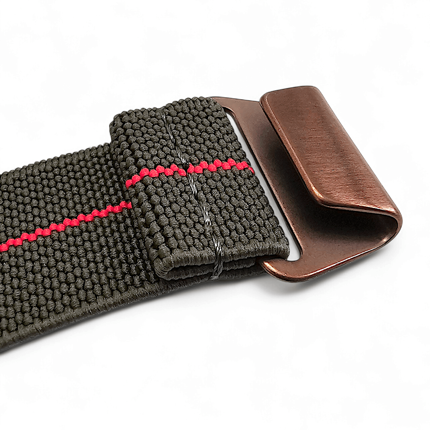 Bronze PVD Marine Nationale 20mm 22mm Green Red Stripe - Wrist Envy