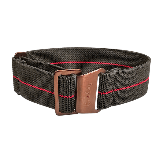Bronze PVD Marine Nationale 20mm 22mm Green Red Stripe - Wrist Envy