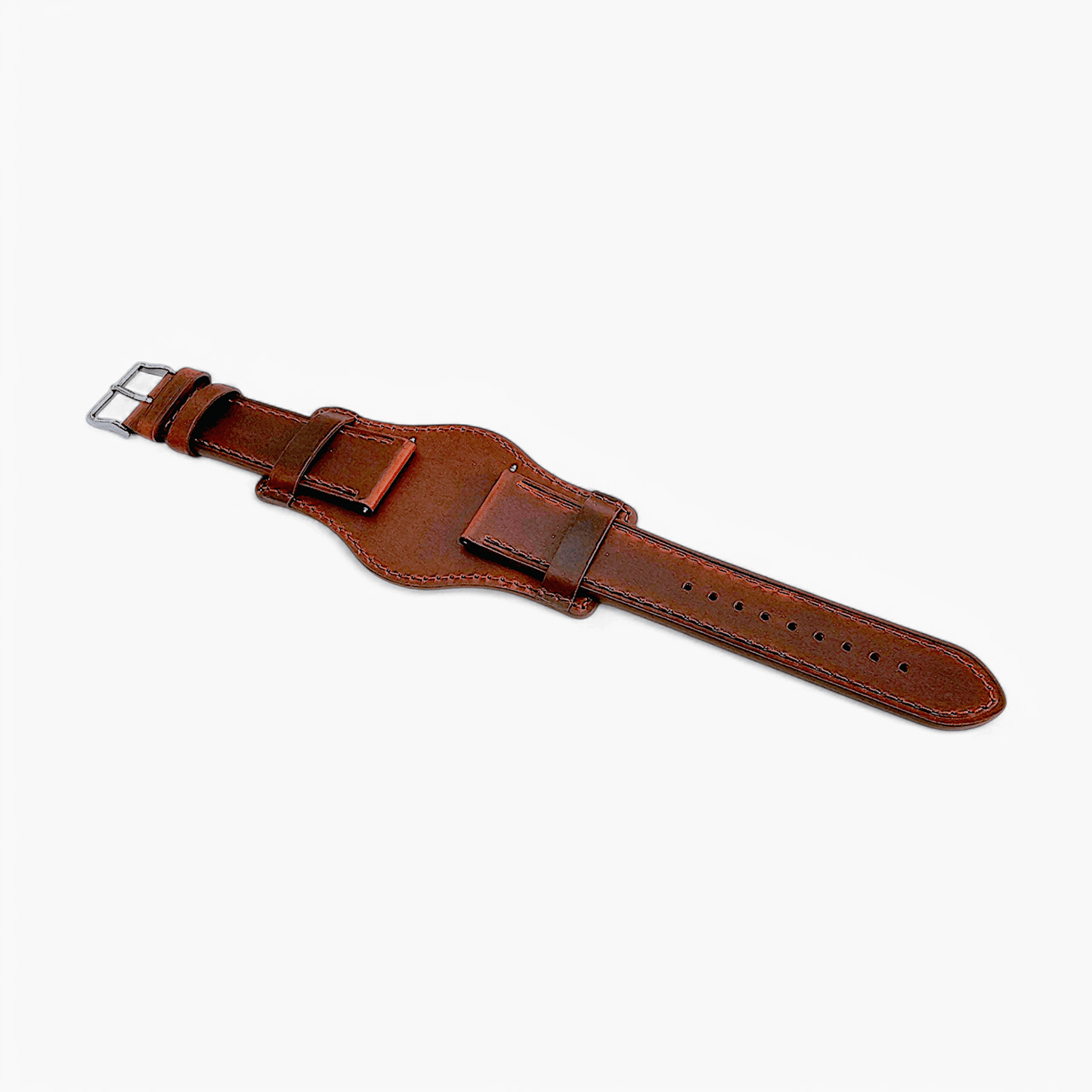 Bund Top Grain Leather Watch Strap 20mm 22mm Burnt Umber - Wrist Envy