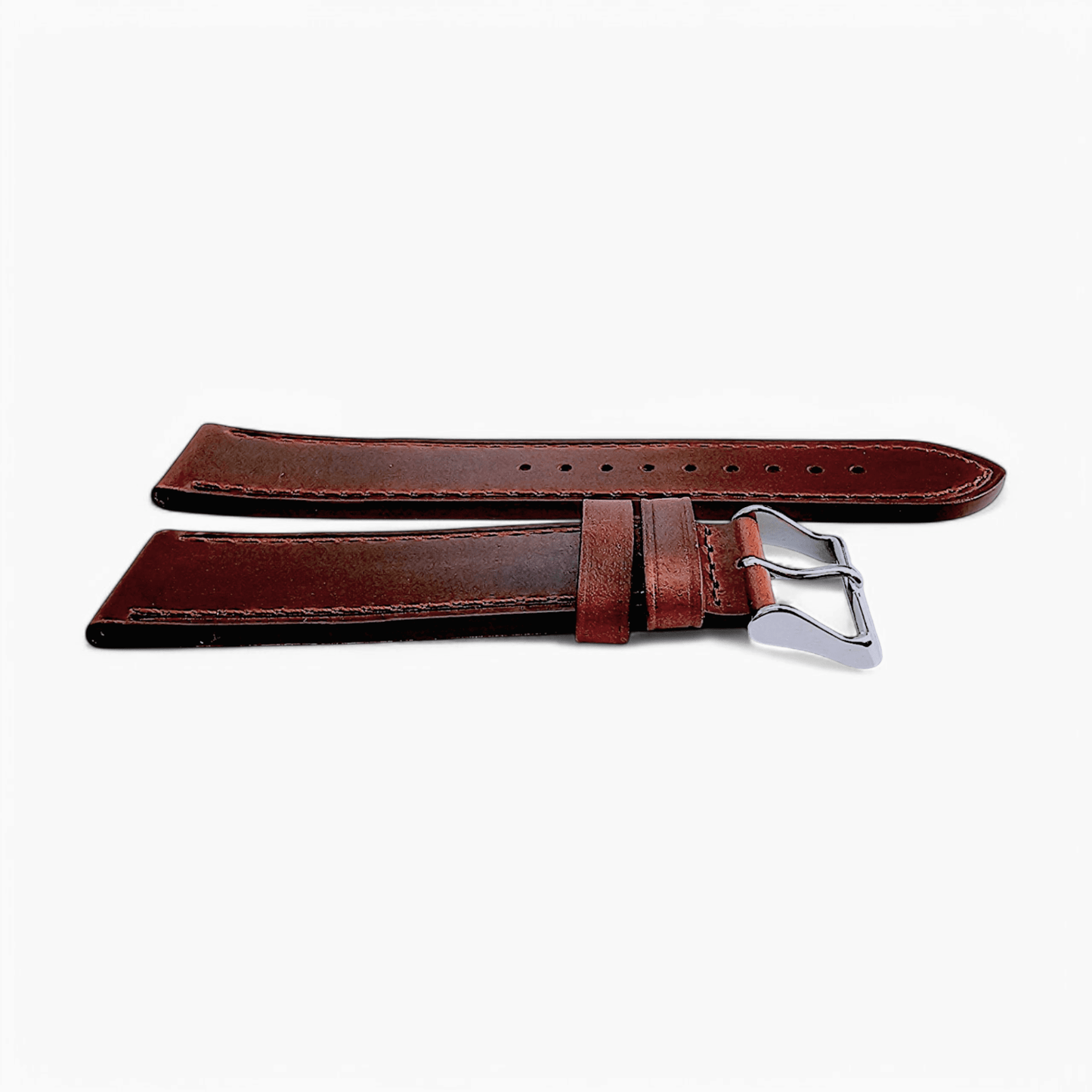 Bund Top Grain Leather Watch Strap 20mm 22mm Burnt Umber - Wrist Envy