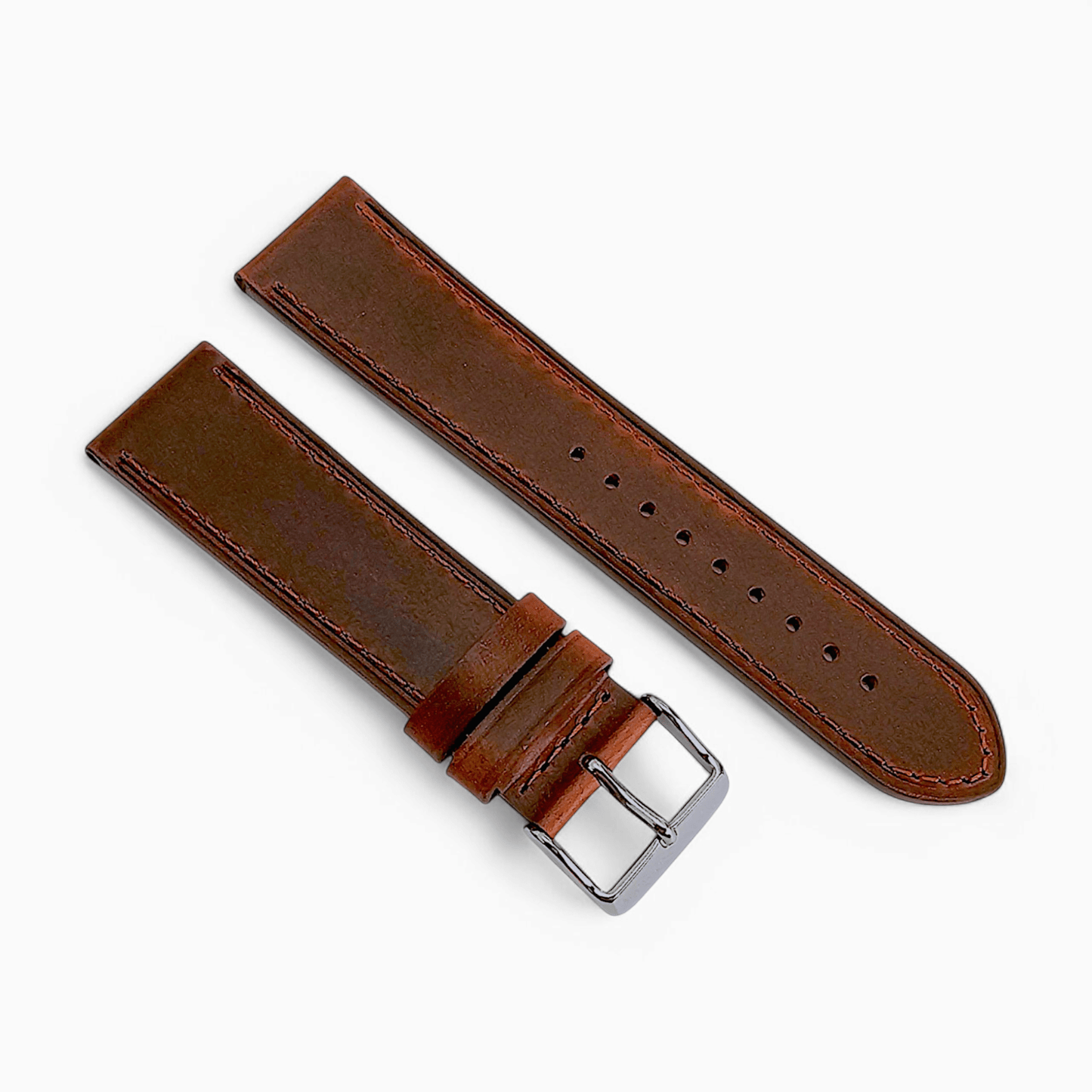 Bund Top Grain Leather Watch Strap 20mm 22mm Burnt Umber - Wrist Envy
