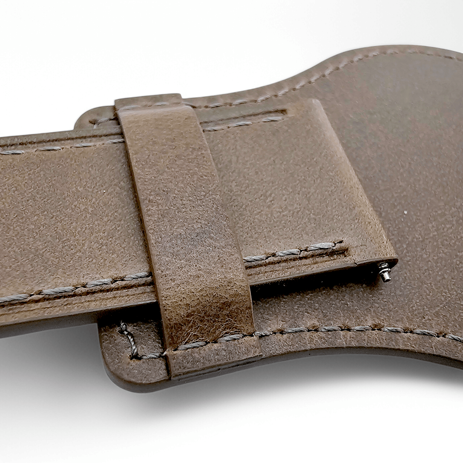 Bund Top Grain Leather Watch Strap 20mm 22mm Grey Brown Taupe - Wrist Envy