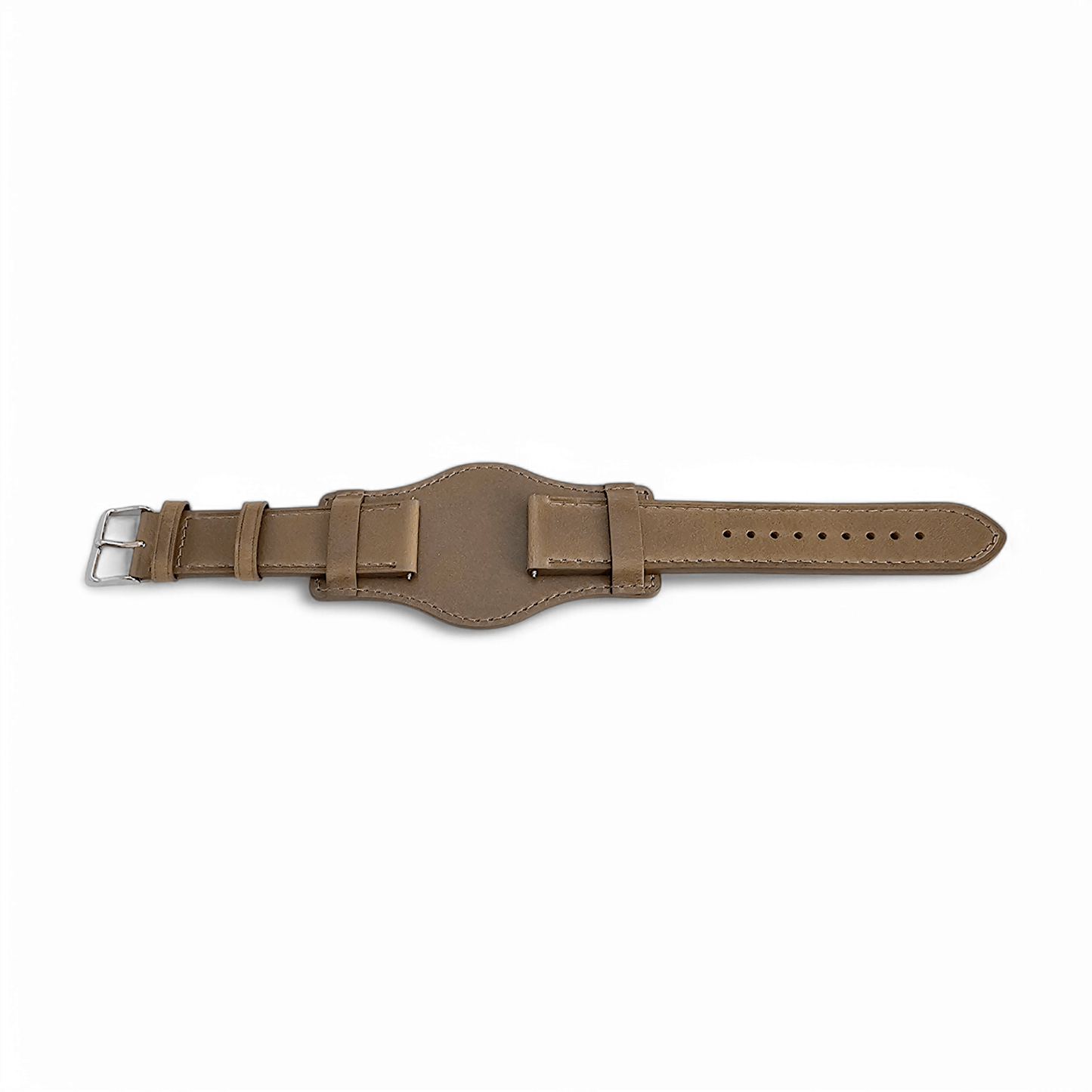 Bund Top Grain Leather Watch Strap 20mm 22mm Grey Brown Taupe - Wrist Envy