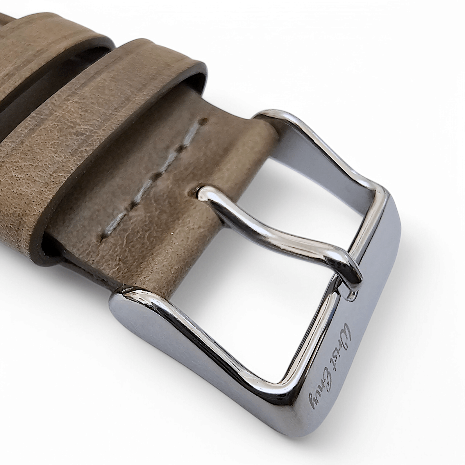 Bund Top Grain Leather Watch Strap 20mm 22mm Grey Brown Taupe - Wrist Envy