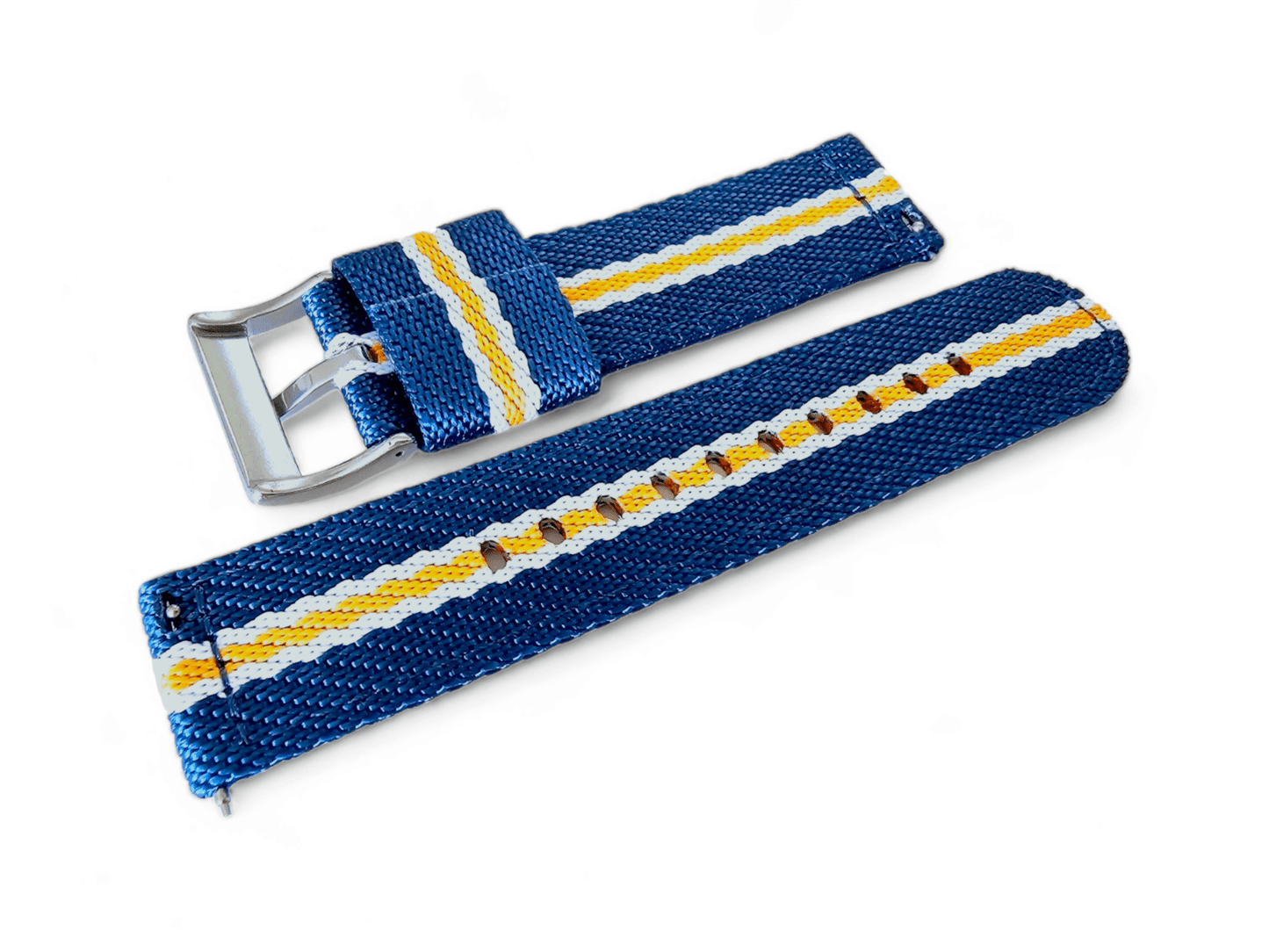 Canvas Two Piece Nylon Watch Strap Band Blue White Orange Replacement 18mm - Wrist Envy