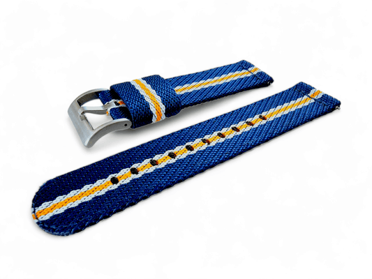 Canvas Two Piece Nylon Watch Strap Band Blue White Orange Replacement 18mm - Wrist Envy